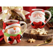 Set 4 cani Craciun ceramica multicolora Ø 10 cm x 10,5 H, 500 ml
