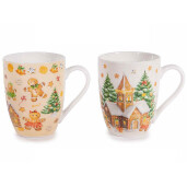 Set 8 cani Craciun portelan multicolor Biscottini Ø 8 x 10,5 H, 300 ml