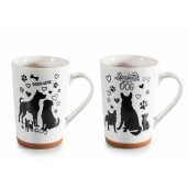 Set 2 cani portelan multicolor Catelus Ø 8,5 cm x 12 H, 380 ml