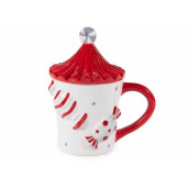 Set 4 cani Craciun ceramica multicolora Ø 9,5 cm x 17 H, 400 ml