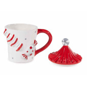 Set 4 cani Craciun ceramica multicolora Ø 9,5 cm x 17 H, 400 ml