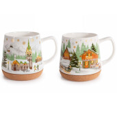 Set 4 cani Craciun portelan multicolor  Ø 11 cm x 11 H, 500 ml