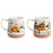 Set 4 cani Craciun portelan multicolor  Ø 11 cm x 11 H, 500 ml
