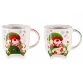Set 8 cani Craciun portelan 9x9.5 cm, 350 ml