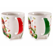 Set 8 cani Craciun portelan 9x9.5 cm, 350 ml