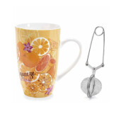 Cana ceai cu infuzor, portelan in cutie cadou Ø 8,5 cm x 13,5 H, 450 ml