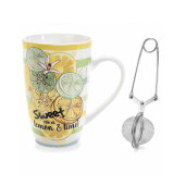 Cana ceai cu infuzor, portelan multicolor in cutie cadou Lamai Ø 8,5 cm x 13,5 H, 450 ml