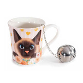 Set 2 cani portelan cu infuzoare ceai in cutii cadou Pisicute Ø 8,5 x 9 H, 250 ml