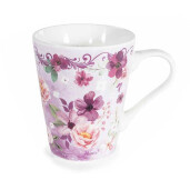 Set 3 cani portelan multicolor Flower Ø 8,5 cm x 10 H, 280 ml