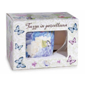Set 3 cani portelan multicolor in cutii cadou Hortensii II  Ø 8,5 cm x 9 H, 350 ml