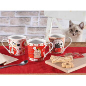 Set 3 cani portelan Pisicute 9.5x9.5 cm, 350 ml