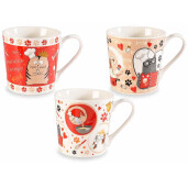 Set 3 cani portelan Pisicute 9.5x9.5 cm, 350 ml