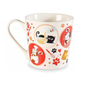 Set 3 cani portelan Pisicute 9.5x9.5 cm, 350 ml