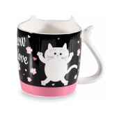 Set 2 cani in cutie cadou portelan Pisicute 9x9 cm, 400 ml