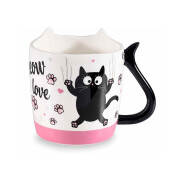 Set 2 cani in cutie cadou portelan Pisicute 9x9 cm, 400 ml