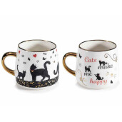 Set 2 cani portelan multicolor Pisicute Ø 10 cm x 9 H, 380 ml