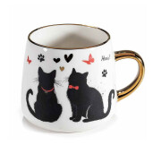 Set 2 cani portelan multicolor Pisicute Ø 10 cm x 9 H, 380 ml