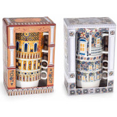 Set 2 ceainice, 4 cesti portelan multicolor 14.5x8.5x20.5 cm, 320 ml, 190 ml