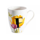Cana portelan in cutie cadou, litera F, 20,5 x 8 x 21 H, 300 ml
