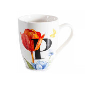 Cana portelan in cutie cadou, litera P, 20,5 x 8 x 21 H, 300 ml