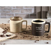 Set 2 cani portelan maro crem Mama's, Papa's Coffee  Ø 9 cm x 9,5 H, 400 ml