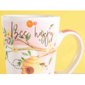 Set 4 cani portelan Bee Honey 9x15 cm, 500 ml