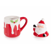 Set 4 cani Craciun ceramica multicolora Ø 9 cm x 18.5 H, 400 ml