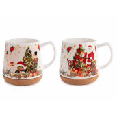 Set 4 cani Craciun portelan multicolor Ø 11 cm x 11 H, 500 ml