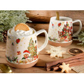 Set 4 cani Craciun portelan multicolor Ø 11 cm x 11 H, 500 ml