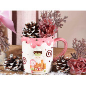 Set 6 cani Craciun ceramica multicolora 9x10 cm, 400 ml