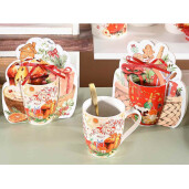 Set 6 cani Craciun portelan multicolor 8x10 cm, 300 ml