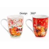Set 6 cani Craciun portelan multicolor 8x10 cm, 300 ml