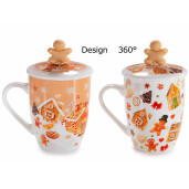 Set 4 cani infuzor ceai Craciun portelan multicolor 8.5x10.5 cm, 350 ml