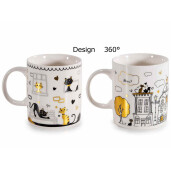 Set 6 cani portelan multicolor 8.5x9.5 cm, 350 ml