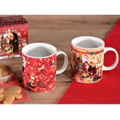 Set 6 cani Craciun portelan 8.5x9.5 cm, 380 ml
