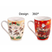 Set 6 cani Mos Craciun portelan multicolor 8x10.5 cm, 350 ml