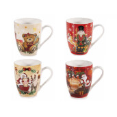 Set 4 cani Craciun portelan multicolor Ø 8 cm x 10,5 H, 300 ml
