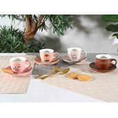 Set 8 cesti portelan multicolor 7x5.5 cm, 90 ml