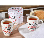 Cana portelan multicolor in cutie cadou Family Home 8.5x10.5 cm, 350 ml