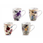 Set 4 cani portelan multicolor 8x10.5 cm, 350 ml