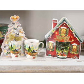 Set 6 cani Christmas portelan multicolor 8x10.5 cm, 300 ml