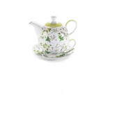 Set 3 ceainice, 3 cesti portelan multicolor 16x11x14 cm, 400 ml, 250 ml