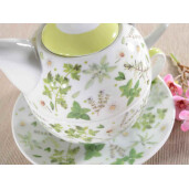 Set 3 ceainice, 3 cesti portelan multicolor 16x11x14 cm, 400 ml, 250 ml