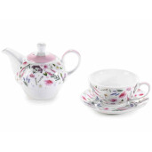 Set 3 ceainice, 3 cesti portelan multicolor 16x11x14 cm, 400 ml, 250 ml