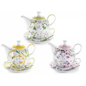 Set 3 ceainice, 3 cesti portelan multicolor 16x11x14 cm, 400 ml, 250 ml