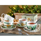 Set 4 cesti Craciun portelan multicolor Ø 9 x 6,5 H, 250 ml