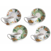 Set 4 cesti Craciun portelan multicolor Ø 9 x 6,5 H, 250 ml