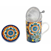 Cana portelan cu infuzor ceai in cutie cadou Majolica Ø 8 x 10,5 H, 350 ml