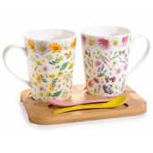 Set 2 cani portelan, lingurita, tava 9x11 cm, 400 ml 