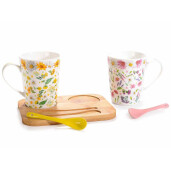 Set 2 cani portelan, lingurita, tava 9x11 cm, 400 ml 